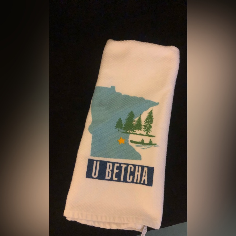 Kay Dee White Kitchen Towel with Blue and Green Minnesota Design